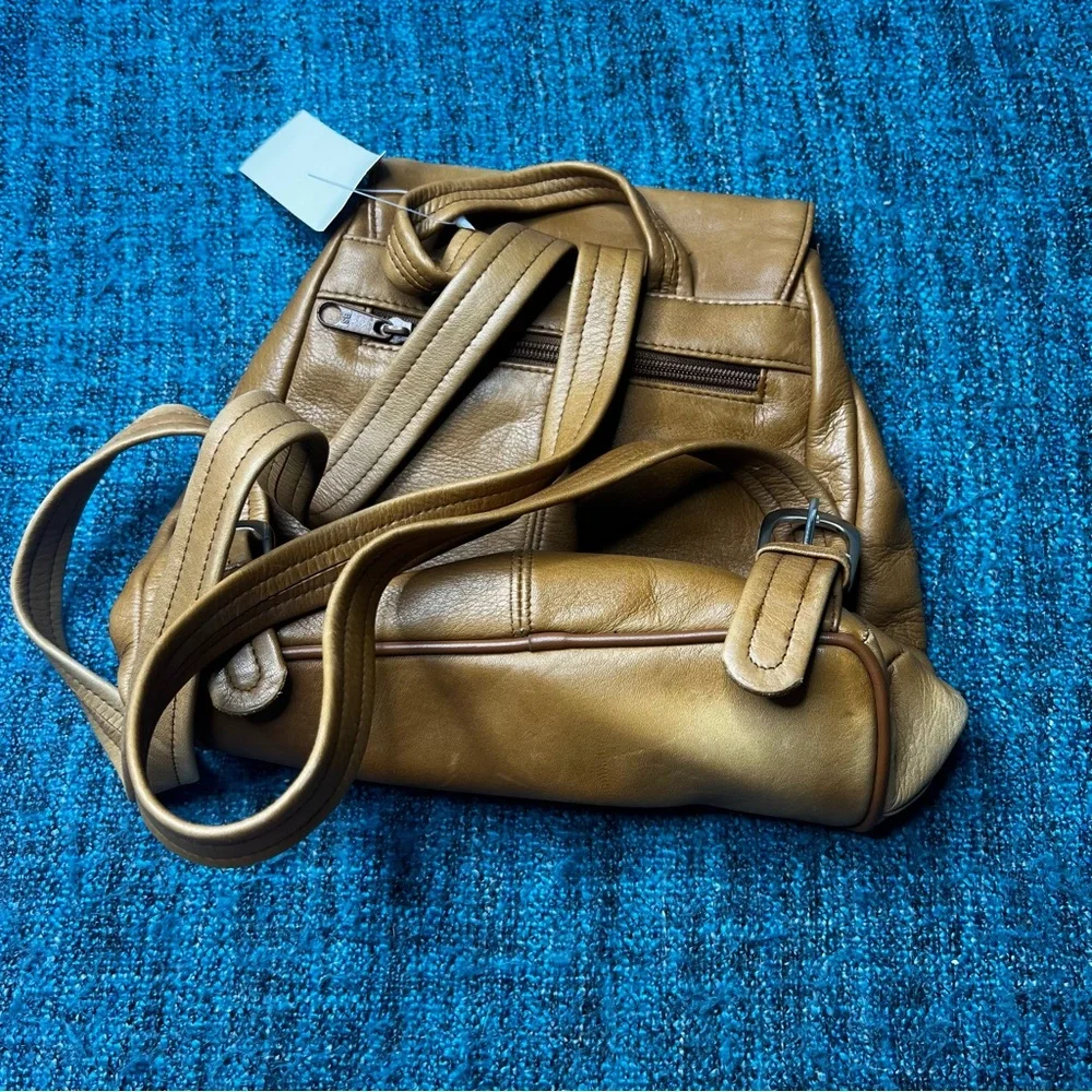 Tignanello Genuine Leather Backpack Purse in Nut Tan Brown Buttery Soft NWT
